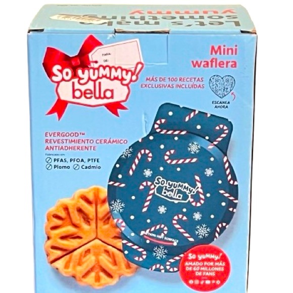 🆕- So Yummy by Bella Mini Waffle Maker Snowflake- Ceramic Nonstick - Picture 1 of 6